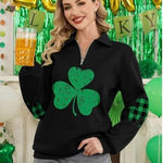 Womens Spadehill St. Patrick's Day Quarter Zip Long Sleeve Sweatshirt Photo 0