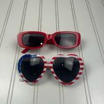Bundle of 2 Fourth of July Sunglasses – Red Rectangle & Patriotic Heart Shape Photo 1