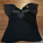 Energie  Black Embellished Flutter Sleeve Blouse Photo 0