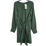 PRETTYGARDEN Green Satin Wrap Tie Waist Mini Dress XL NWT Long Sleeve Photo 7