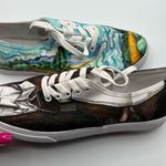 Vans Mens 6.5 Womens 8 Shoes Sneakers Blue Black Art Scenes Customized Skater Photo 3