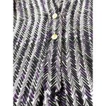 Amour Vert Crepe De Chine Silk Dash Print Blouse Tunic Size Medium Purple Black Photo 10
