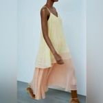 ZARA  NWT plisse double layered tiered silver Metallic thread pleated flowy dress Photo 3