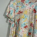 Hailey & Co Floral Tiered Babydoll Dress Small NWT Ruffle Sleeve Lined Rayon Yellow Photo 4