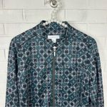 Christopher & Banks  Green Patterned Zip Front Relaxed Bomber Jacket Size M Photo 1