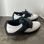 Women's Vintage Footjoy FJ Size 8 Kiltie Spiked Golf Shoes White And‎ Plaid Photo 2