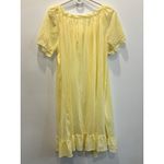 Vintage Elegant Yellow Gingham Nightgown House Robe Puff Sleeve Med Photo 4