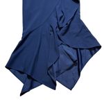 XScape Navy Blue One Shoulder Stretch Crepe Ruffle Asymmetrical Hemline Gown US4 Photo 3