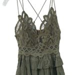 Free People NWT Womens medium olive sparrow green Adella lace cross strap tank Photo 2