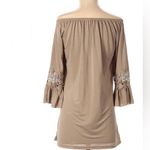 Winwin On or off shoulder mocha tunic top with lace size small Photo 1