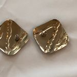 Super Mod Vintage Statement Pierced Earrings Gold W Black Enamel Photo 3