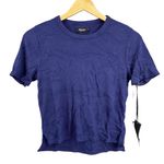 Michael Lauren New Tee Purplish Blue Ribbed Short Sleeve Cropped Womens Small Photo 0