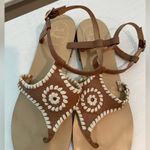 Jack Rogers  Maci Leather Sandals Size 7 Cognac Brown Tan Medallion Coastal Boho Photo 1