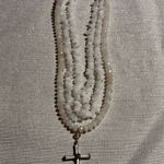 Three Strand Cross Necklace White Photo 2