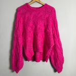 Farm Rio Maxi Cable Knit Sweater Pullover Women's Medium Pink Chunky Comfy NWOT Photo 7