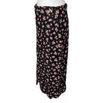 ZARA  Floral Maxi Slit Belted Skirt Black Pink Size Large Photo 3