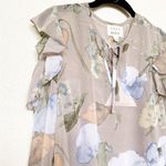 Lost + Wander  Grey Sheer Cold Shoulder Floral Top Size XS NWT Photo 3