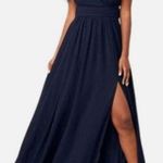 Lulus NWT  Thoughts of Hue Navy Blue Surplice Maxi Dress XS Photo 1