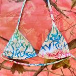 Roxy y2k swim rainbow letter print triangle bikini top Photo 3