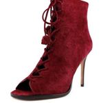 Coach  Lena burgundy Suede Leather Sexy Fun Open Toe Ankle Boots Booties [size 7] Photo 0