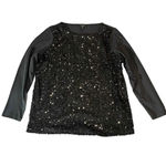Talbots NWOT  Women's Plus Size 1X Black Sequined‎ Long Sleeve Crewneck Blouse Photo 2
