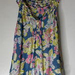 Joie  Silk Sleeveless Smock Neck Multicolor Floral Blouse Medium Photo 0