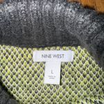 Nine West  fuzzy, mock turtleneck sweater in yellow & gray plaid size large Photo 9