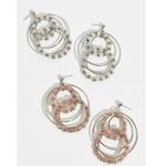 Free People Racer Moonstone Beaded Hoops in Blush Pink Silver 70s 80s Retro NWT Photo 7