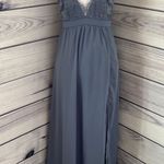 Tobi Slate Grey-Blue Lace Backless Maxi Dress Photo 3