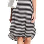 Superfoxx Nordstrom Striped Curved Hem Sleeveless Dress Grey Size Small Photo 0