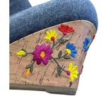 Rialto Womens Blue Denim Floral Cork 3" Wedge Heel Shoes Size 9.5M SKU 8247 Photo 3