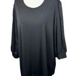 Philosophy NWOT Size XL Womens Black Blouse Top W/ Textured 3/4 Balloon Sleeves Photo 0