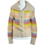 Free People Vintage Retro 70s Open Knit Pastel Rainbow Cardigan Size Small Photo 0