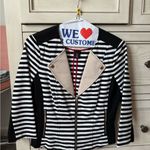 White House | Black Market Black and White Striped Blazer Photo 0