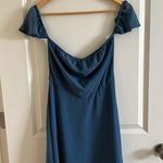 Lucca Couture NWT Lucca Women's Blue Chiffon Dress / Off-The-Shoulder Small Sleeves Size Med Photo 0