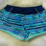 Reebok  Speedwick Active Shorts Womens Size M Blue Green Striped Athletic Photo 0