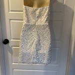 Lulus Essential Glamour White Sequin Pearl Strapless Mini Dress Medium NWOT Photo 9