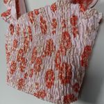 Lulus  Womens Floral Smocked‎ Crop Top Small Dusty Pink Gold Metallic Ruffle NEW Photo 2