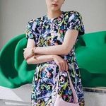 Versace NWT. $1996  Baroccoflage Print Mini Dress In Black IT38/US2 blue Photo 2