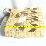Nine West Straw Woven Tote Bag Floral Raffia Beach Summer Boho Handbag Photo 9