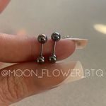 Rainbow Stainless Steel Barbell Earrings 5mm Purple Photo 3