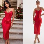 House Of CB  XS D-DD  'Salma' Red Rose Satin Slip‎ Dress NWOT Photo 3