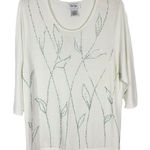 Bob Mackie ‎ Large Top Wearable Art White Green Beaded Knit Sequins Stretch 202 Photo 0