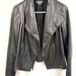 Vince  Black Lamb Leather Rib Panel Scuba Jacket Size S EUC Photo 0