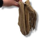 Michael Stevens Ltd. Leather Clutch Bag Tan Embossed Genuine Suede Tassel Accent Photo 4