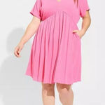 Torrid Mini Washable Gauze Hi Low Waist Tunic Dress Short Sleeves Pink Size 2X Photo 0