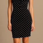 Vintage black and white‎ polka dot cap sleeve diamond neckline dress, size XXS Photo 0