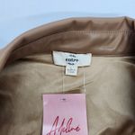 Entro Tan Faux Leather Collared Short Sleeve Mini Dress Photo 5