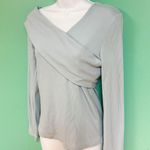 Unbranded Light Blue Long Sleeve Wrap Blouse Size XL Photo 3