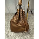 Brighton Helena Heart Crossbody Bag Metallic Gold Bronze Croc-Embossed Photo 3